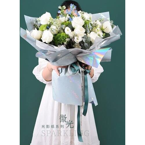 10sheet Laser letters Glitter Paper Craft Flower Wrapping Paper Florist Supplies Gift Wrap Bouquet DIY Decor Material