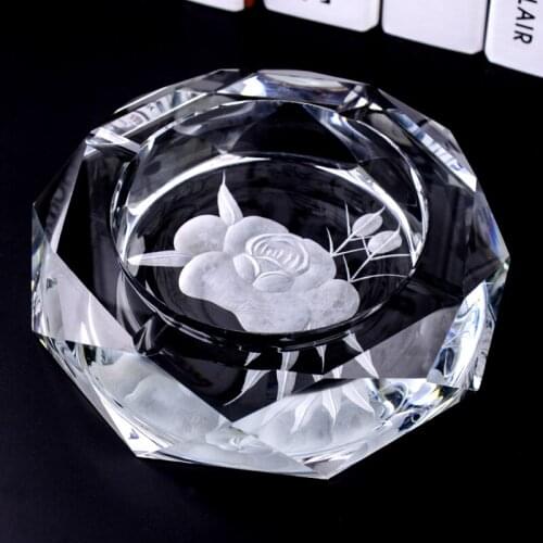 15cm Rose style Creative Crystal Ashtray Transparent ashtray