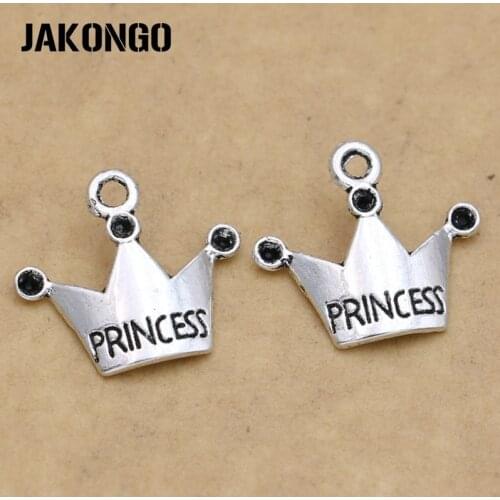 20PCS Antique Silver Plated Princess Crown Charms Pendants Jewelry Findings Accessories Making fit Bracelet DIY 17x18mm