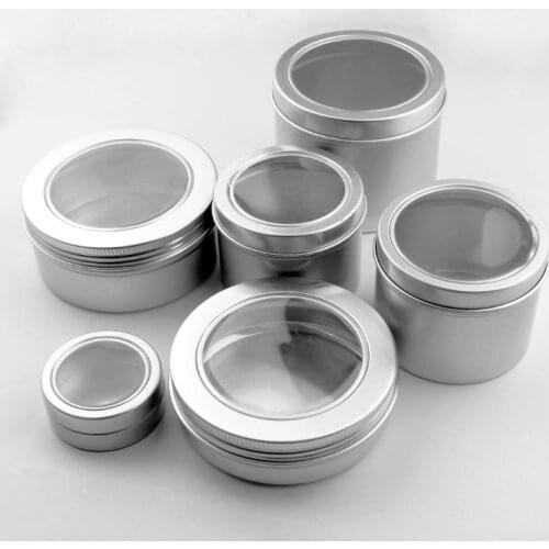 25ml 60ml 100ml Aluminum Cosmetic Cream Jar Window Cap, 150ML Metal Jars, 180ML Aluminum Box, Packing Tins Container
