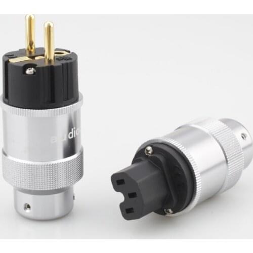 Audiocrast P114 Schuko Power Plug EU/US Power Connector HIFI Power Plug 24k Gold Plated male female DIY Mains Power Cable Plug