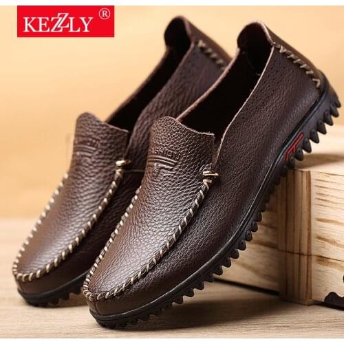 Mens summer handmade leather shoes, first layer of leather outdoor mens shoes, large size breathable casual shoes