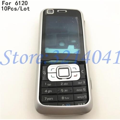 10Pcs/Lot For Nokia 6120 6120C Phone Housing Cover Case+Keypad+battery Back cover With Logo