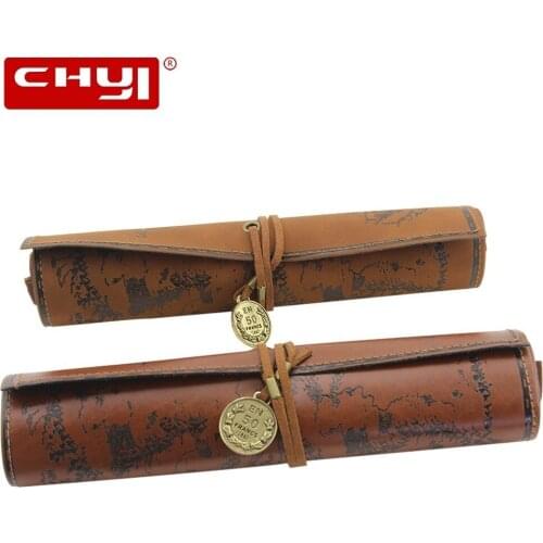 Vintage Pencil Case Retro Pirate Treasure Map Roll Portable Pencil Bag Pouch Stationery School Supplies Make Up Cosmetic Bag