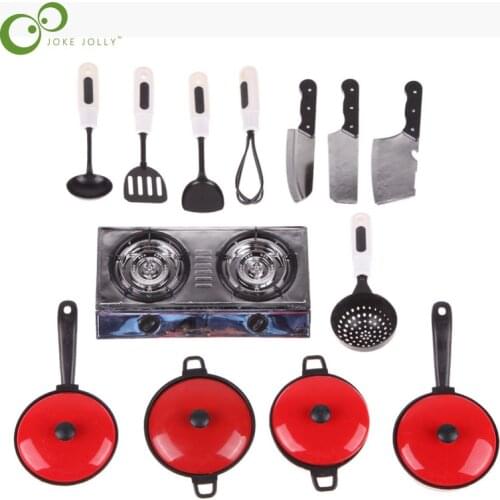 13Pcs Kids Pretend Play Kitchen Toys Children Funny Simulation Utensils Cooking Pots Dishes House Game Life Skill toys WYQ
