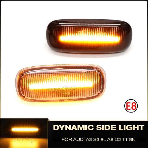For Audi A3 S3 8L 2000-2003 A8 D2 1999-2002 TT 8N 2000-2006 Dynamic Turn Signal Side Marker Blub Indicator Amber Auto Strip LED