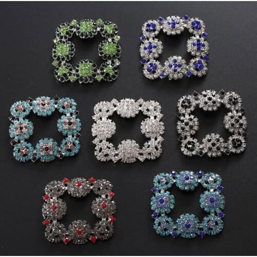 Hot Sale wholesale 20pcs/lot 54*52mm Rhinestone Button Flatback Button Wedding Button Crystal DIY Accessories YB57