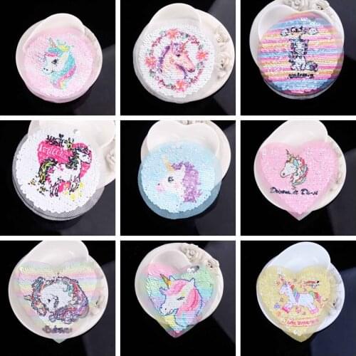 Custom Unicorn Patch Sequin Patches Reversible Change Color Cartoon Patches For Clothing Sewing On Patch DIY Applique On Clothes
