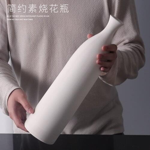 Nordic White Ceramic Desktop Flower Vase Dried Flower Ornaments Home Decoration Vases Decoratives Homes Art Accessories Crafts