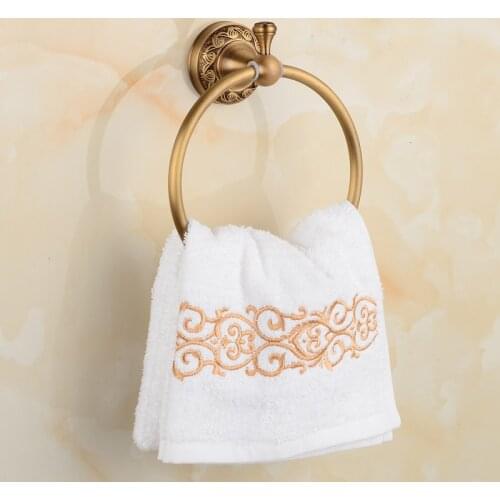 Towel Ring Punch-Free Copper Towel Hanging Ring European-Style round Towel Rack Bathroom Towel Ring Wipe Vintage Hand Towel