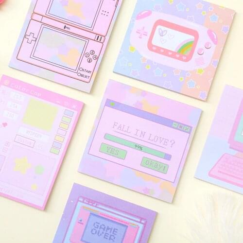 Computer Game Pink Memo Pad for Girl Creative Kawaii Stationery Planner Stickers Note To Do List Cute Office School Supplies