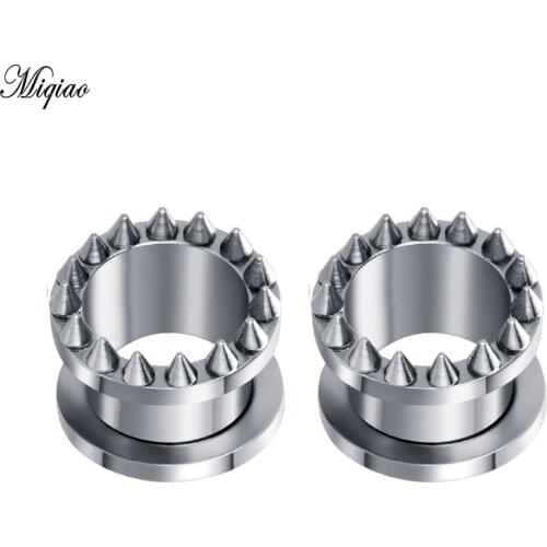 Miqiao 2pcs Cylindrical Ear Expander Stainless Steel Never Discoloration Piercing Auricle Fashion