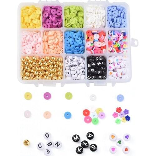Multi-Specification Polymer Clay Beads Round Spacer Acrylic Oblate Round Beads for Handmade Jewelry Bracelet Accessories Boxed