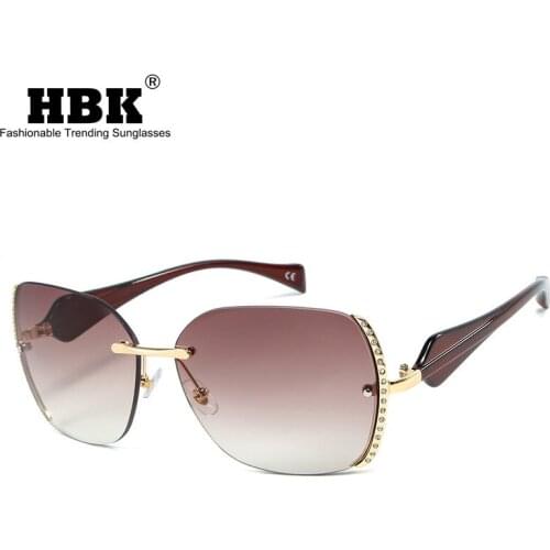 Fashion Rhinestone Sunglasses Women Men Shades Sun Glasses Luxury Rimless Glasses Female Brand 2019 Mirror UV400