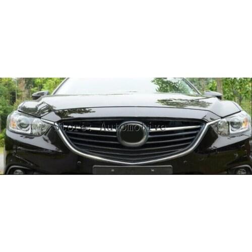For Mazda 6 Atenza Gj 2014 2015 Chrome Front Center Mesh Grille Grill Cover Trim Radiator Strips Molding Garnish Decoration
