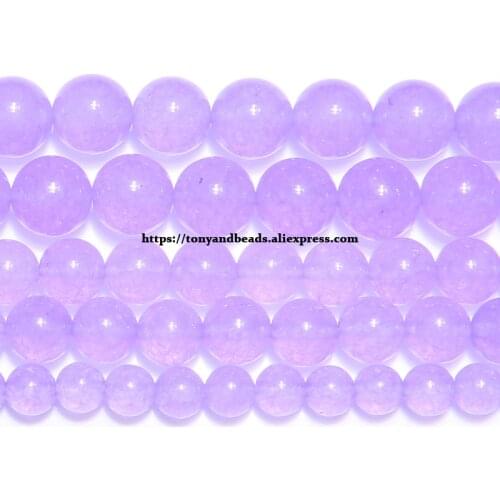 Natural Stone Lt Purple Chalcedony Jades Round Loose Beads 6 8 10 MM Pick Size