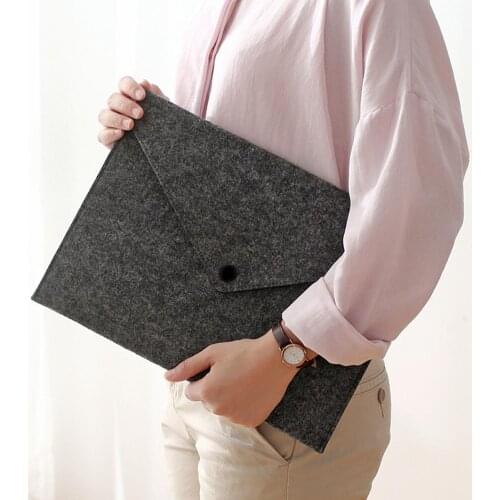 New Simple Solid A4 Big Capacity Document Bag Business Briefcase File Folders Felt Filing Bags DOM668
