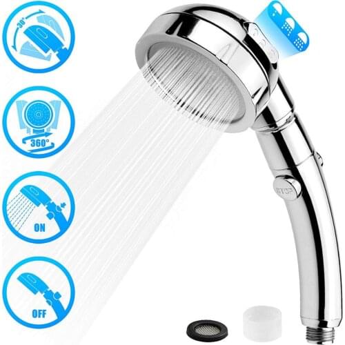 New 360 Degrees Rotating Adjustable Water Saving Shower Head 3Mode Shower Water Pressure With Water Control Button bathroom set