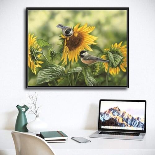 New 5D DIY Diamond Painting Sunflower Flower Craft Kit Rhinestone Embroidery Animal Cross Stitch Animal Bird Wall Art Decoration