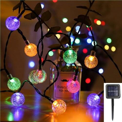 NEW LED Crystal ball LED Solar Lamp Power LED String Fairy Lights Solar Garlands Garden Christmas Decor For Outdoor Decoration