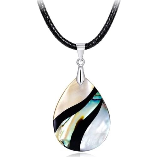 Natural shell necklaces pearl shell and abalone shell combination drop-shaped pendant choker necklace for girls gift wedding