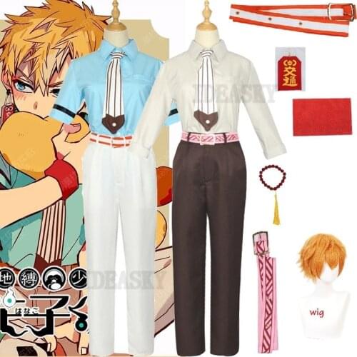 Anime Jibaku Shounen Toilet Bound Hanako Kun Minamoto Kou Yuanhui Cosplay Costume And Wig Men Women School Uniform Clothing Set