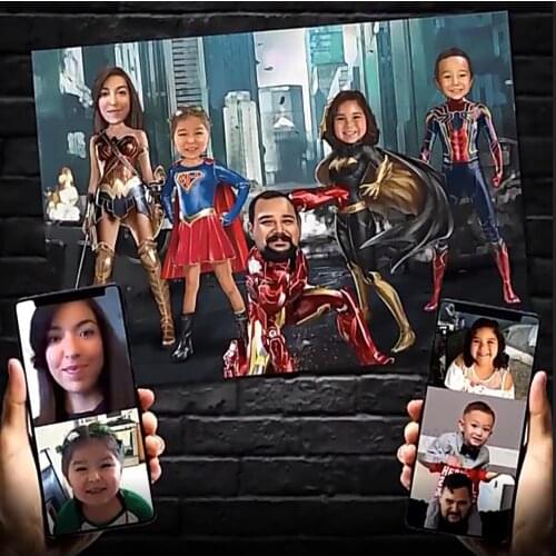 Marvel Superhero Family Custom Canvas Poster 5 Person Decoration Custom Personalized Printing Picture Wall Art Children Gifts
