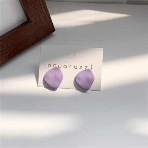 NEW Handmade Purple Geometric Irregular Stud Earrings Korean Orange Simple Personality Fashion Earrings for Women Girls