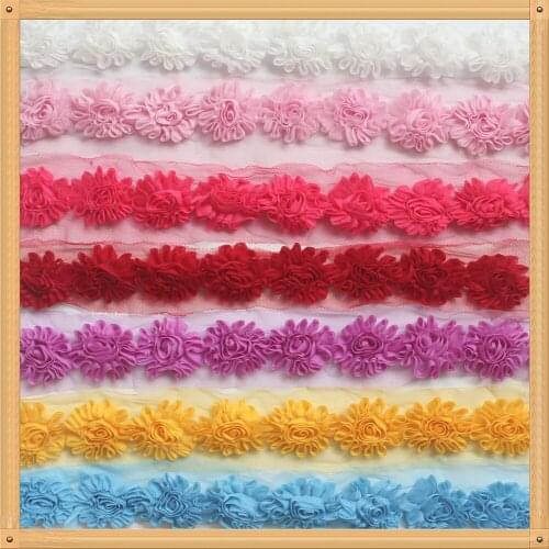 1y/18pcs 5cm Chiffon Flower Mesh Lace Trim For Making Baby Girls Hair Headbands Rompers Jumpsuit Dress Clothes Sewing Decoration