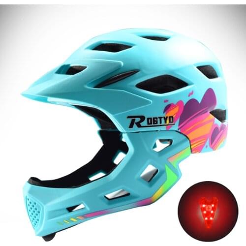 1pc Kids Bicycle Full Face Helmet MTB Bike Cycling Shock Absorption Sweat Absorption Helmet Outdoor Riding Protection Equipment