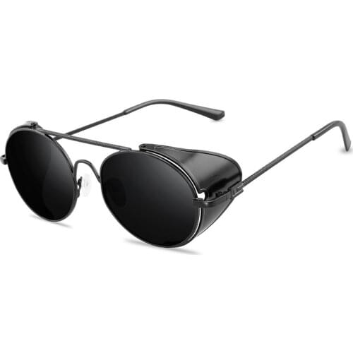 Retro gothic Steampunk Style Round Metal Frame Sunglasses Men Women luxury Brand Designer Shields Lens Sun Glasses Gafas de Sol