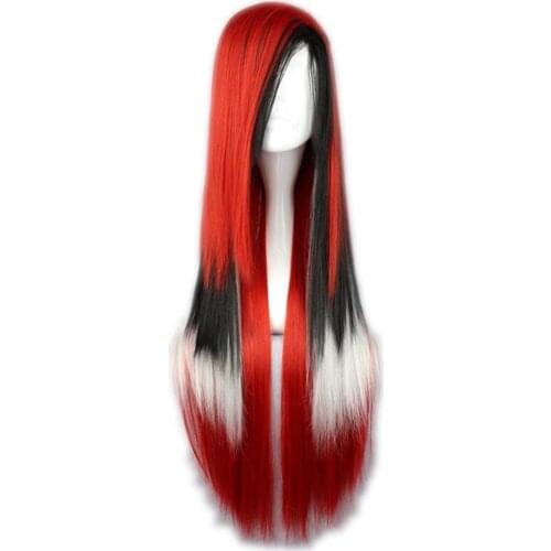 Soowee 11 Colors 70cm Straight Synthetic Hair Ombre Cosplay Wig Black White Red Synthetic Hair Wigs Peruca