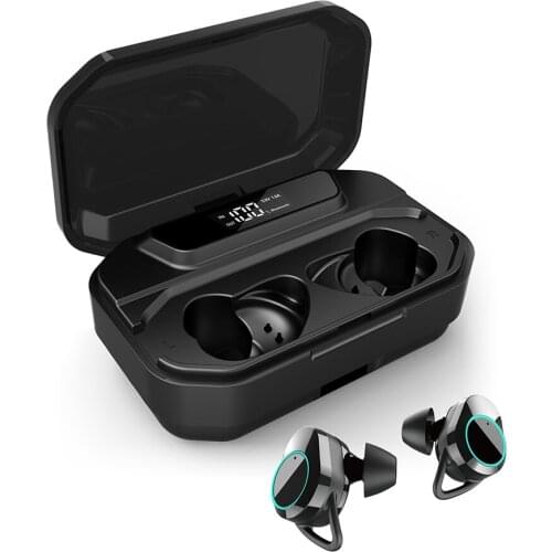 6D Stereo Bluetooth Earphones Digital Display Waterproof Noise Reduction for Android / iOS