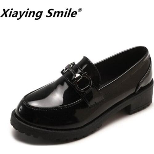 Xiaying Smile Women Heel Pumps New Fashion Casual Shoes Spring Autumn Female Concise Metal Decoration Pumps Shoes Size 35-40