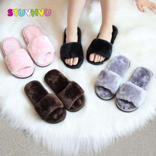 Winter Kids Slippers for Girls Home Shoes Indoor Non-slip Soft Bottom Furry Children Cotton Slippers Warm Baby Boys Shoes Flats