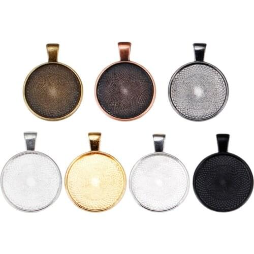 10pcs/lot Antique Plated Classic Pattern Series Fit 25mm Glass Cabochon Base Setting Tray for Diy Jewelry Necklace Making