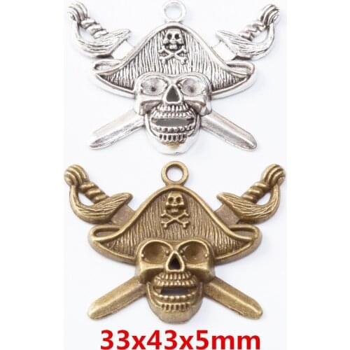 10 pieces of retro metal zinc alloy skull pendant for DIY handmade jewelry necklace making 7146