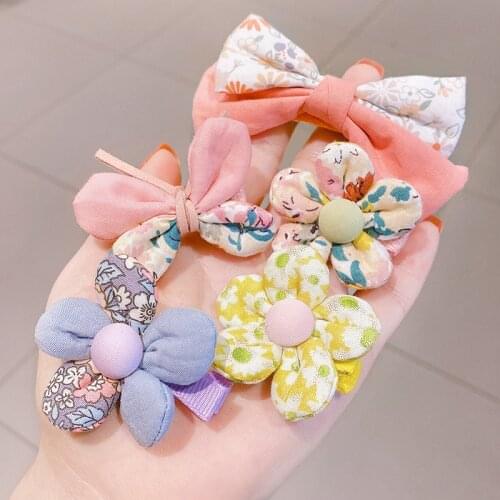 2pcs/set Hair Clip 2021 Floral Bow-knot Headwear Solid Color Hair Accessories Butterfly Hairpin for Children Girl As Sweet Gift