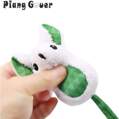2pcs/lot Cute Mouse Chew Pet Toy Green Fat Mice Cat Toy Canvas Plush Mouse Cat Toys
