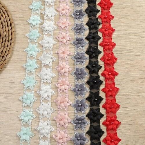 20Yards Organza Embroidered Lace Trim Pearls Ribbon Two Layers Fabric Handmade DIY Sewing Craft For Costume Hat Shoes Decoration