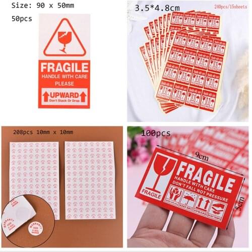 40/50/100/240pcs Fragile Warning Label Sticker Fragile Sticker Up And Handle With Care Keep Dry Shipping Express Label
