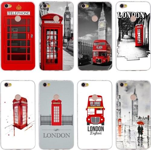 61H RED TELEPHONE BOX BOOTH PHONE BOX Silicone Soft Tpu Cover phone Case for xiaomi redmi 4a 6a 4x note 5a pro mi a1