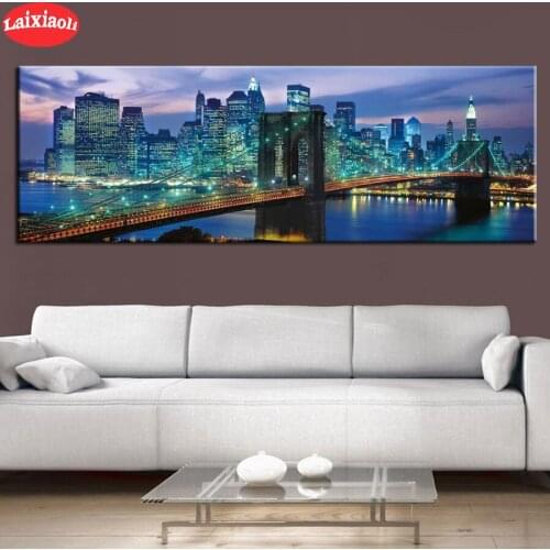 5D DIY Diamond Embroidery Picture Natural scenery, city night view bridge Of Rhinestone Diamond Painting Cross Stitch Mosaic New
