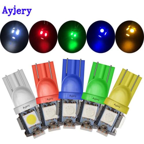 AYJERY 100 PCS 6V 6.3V T10 194 168 1210 4 SMD LED Light Bulb White Blue Green Red Yellow Tail Reading Lamp Car Light For Pinball