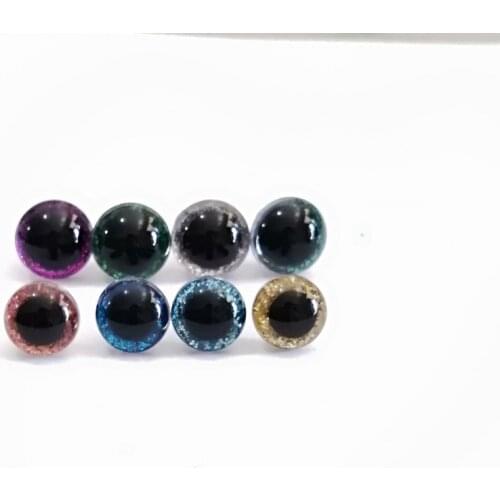 1000pcs/lot tiny 9mm-10mm-11mm-12mm clear round shape glitter toy safety eyes & glitter fabric & hard washer--color&size option