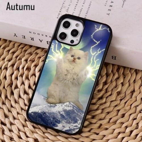 Fluffy Lightning Cat Phone Case Cover for iPhone 12 mini X XS XR 11 Pro Max SE 2020 5 6S 7 8 Plus Samsung Galaxy S8 S9 S10 S20