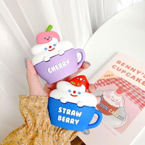 Cute Strawberry Cup Headset Cover For AirPods 12 Silicone Kawaii Earphone Case for AirPod 2 3 INS Wireless Charging Box Cover