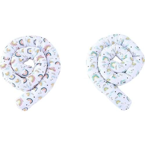 Baby Crib Bumper Pads Washable Newborn Cradle Protective Long Rainbow Pillow Cushion Infant Fence Kids Room Decor