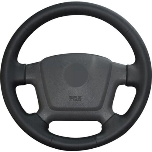 DIY Hand-stitched Non-slip Black Artificial Leather Car Steering Wheel Cover For Kia Cerato 2005-2012 Spectra Spectra5 2004-2009