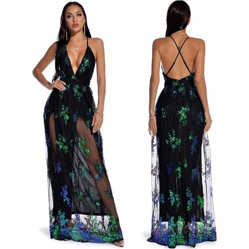 Summer New 2020 Sexy V-Neck Belt Strawberry Hot Stamping Sleeveless Party Long Length Dress Net Yarn Summer New Dress